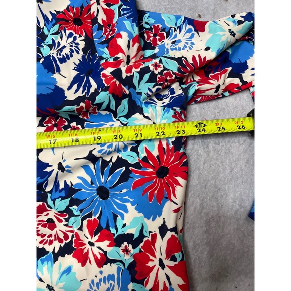 Denim & Co Beach Womens XL Rash Guard and Swim Shorts Set Floral Red Blue White - Picture 4 of 5